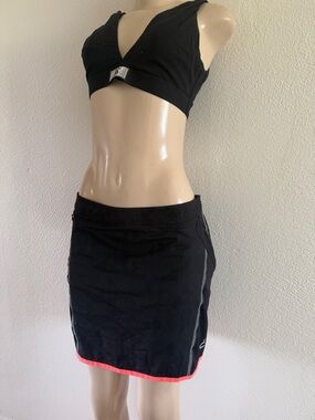 Louis Castel Golf Skorts Black Active Skirt with shorts Neon Pink Trim M